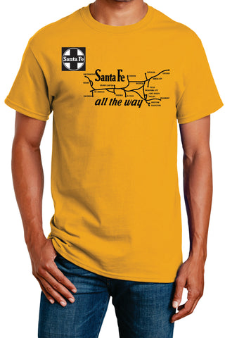 Santa Fe Railroad "All The Way" map Logo Shirt